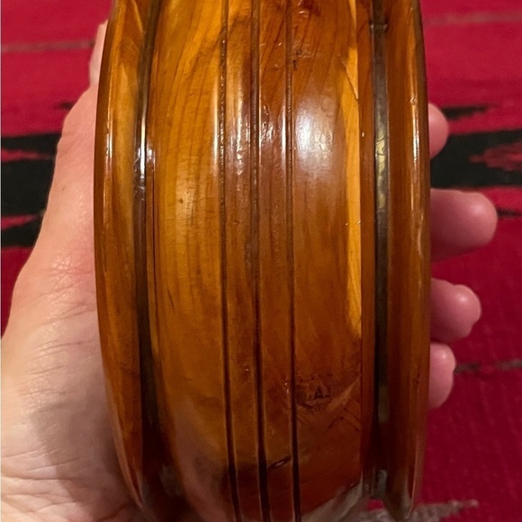 VTG Small Cedar Wood Half Moon Hinged Lid Trinket Jewelry Box - Picture 5 of 11